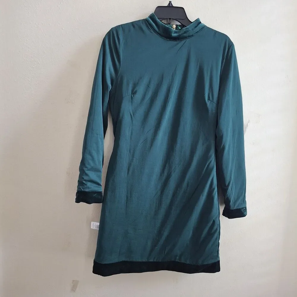 VENUS Velvet Sequin Mini Dress Green Women 10 Cocktail Holiday Christmas Party